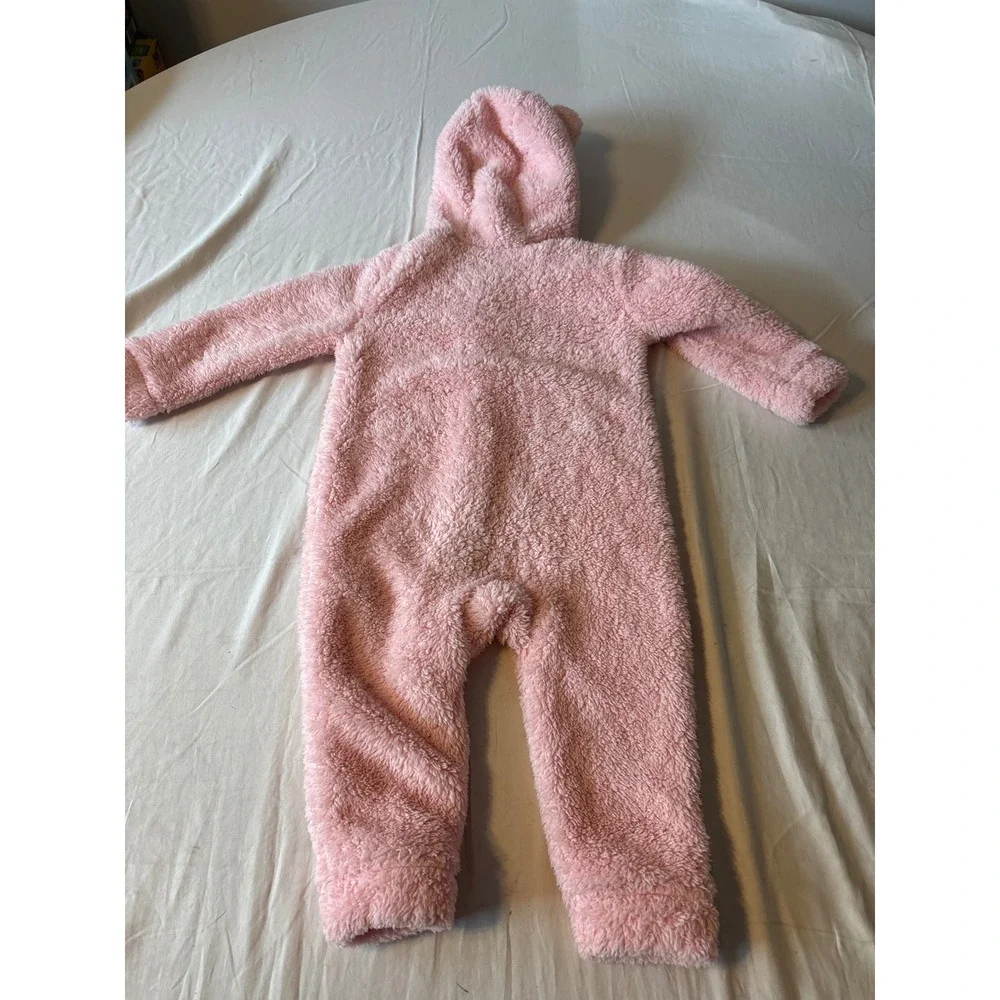 Old‎ Navy Bunting Romper Toddler 18-24M Pink Excellent Sherpa Fleece Hooded Ears